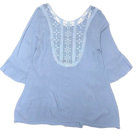 SOLD Altar'd State Blue Bell Sleeve Boho Tunic Top - Picture 2 of 6